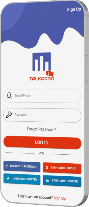 Talkaado Login Screen